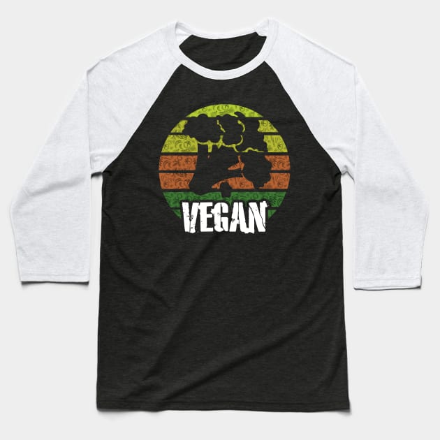 Vegan Retro Broccoli Baseball T-Shirt by DODG99